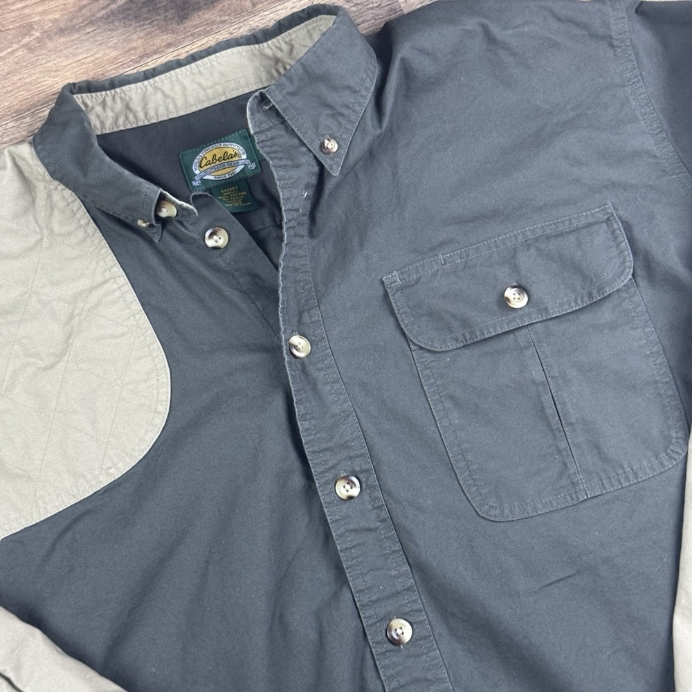 Cabela's Long Sleeve Hunting Shooting Shirt Padded Shoulder Men's Size XL Green